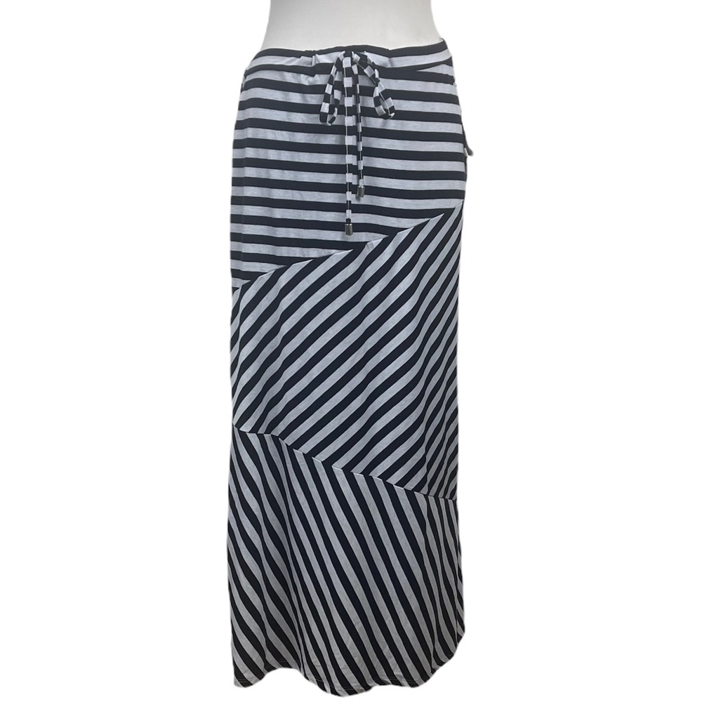 Seven Seas Women’s Striped Maxi Skirt Side Slit Size L Polyester Blend